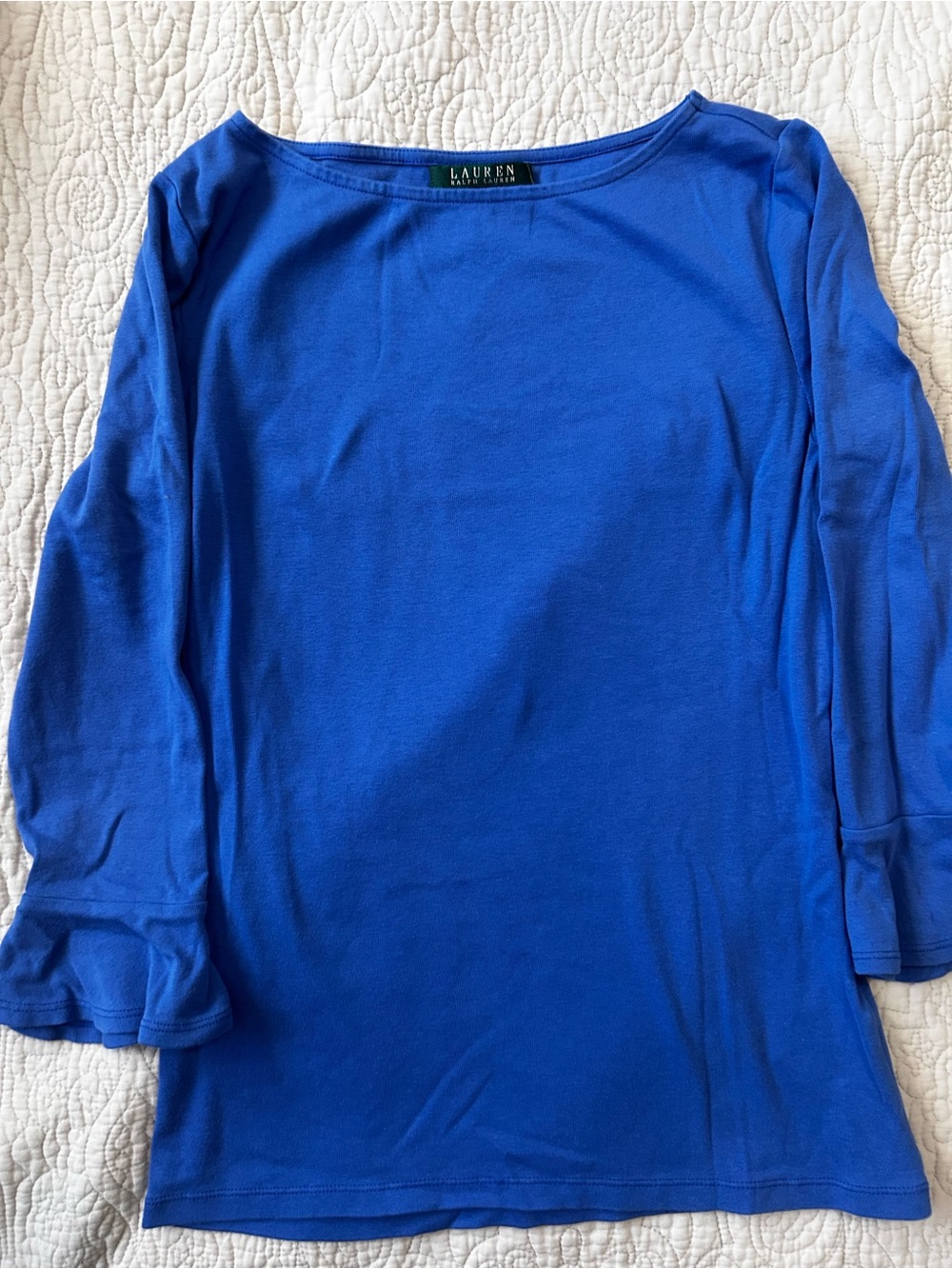Lauren Ralph Lauren Cobalt Boatneck Long Sleeve Tee